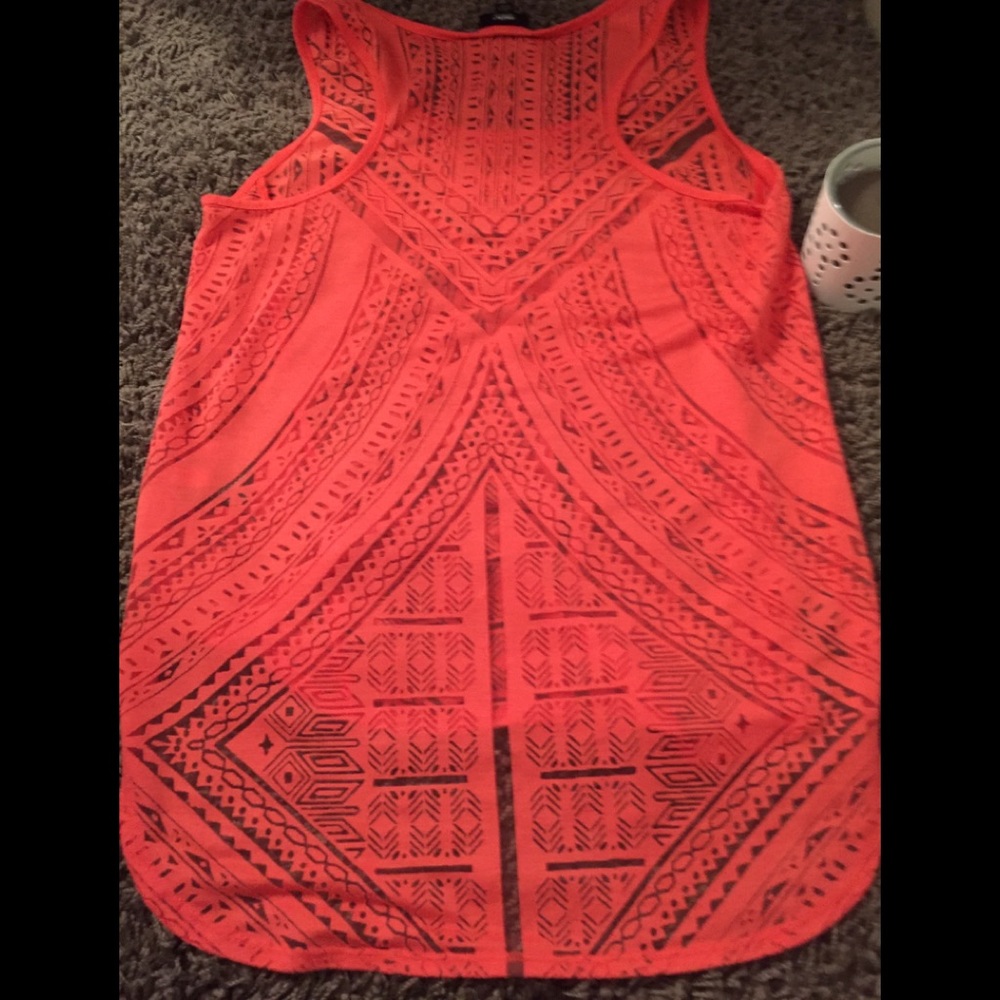 🌝A Sheer “See Through “ Coral Sleeveless Blouse✨
